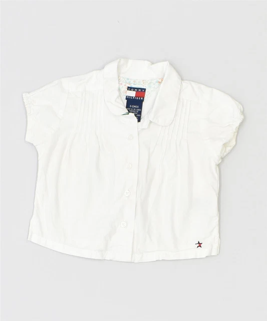Camicia a maniche corte TOMMY HILFIGER bambina 6-9 mesi cotone bianco OG06