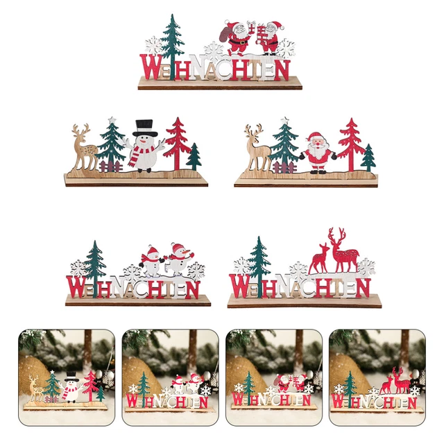 5 pz Decorazioni Alfabeto Natale Legni Targa Alce Natale In Legno