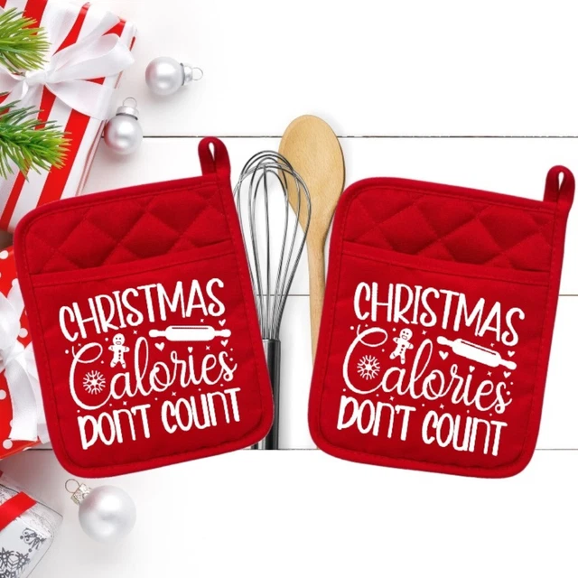 Calorías de Navidad Don't Count - Portavasos - Horno Mitt - Hot Pad - neo048red