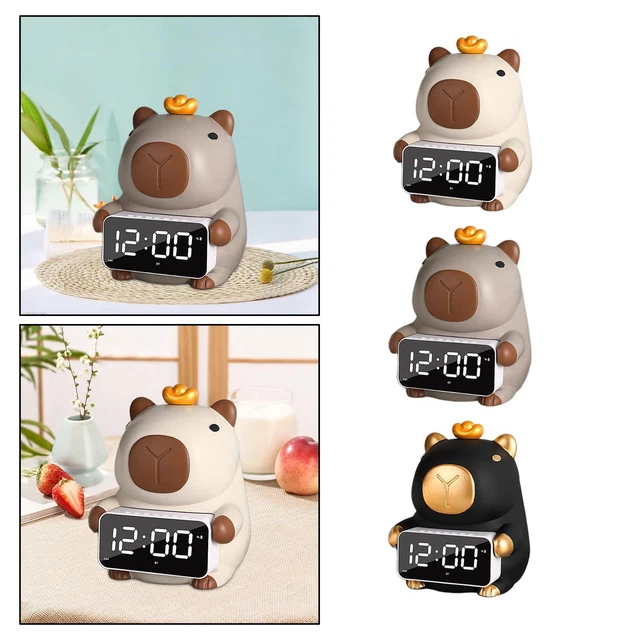 Réveil Veilleuse Capybara Pour Enfants - Horloge LED En Silicone Rechargeable, Alarme Avec Snooze - 10
