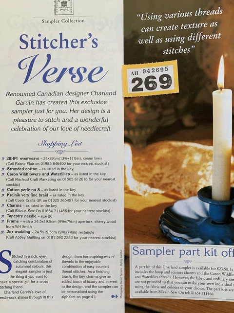 stitcher’s Verse Sampler Vintage Cross Stitch Design Chart 2