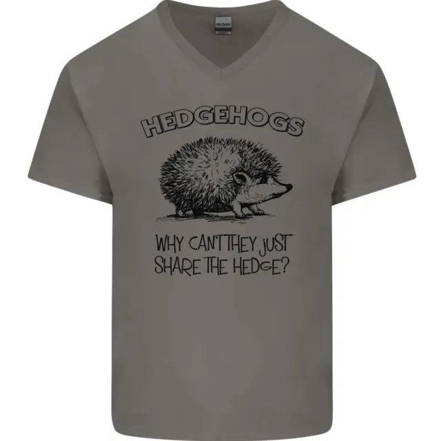 Hedgehogs Just Share the Hedge Funny Mens V-Neck Cotton T-Shirt