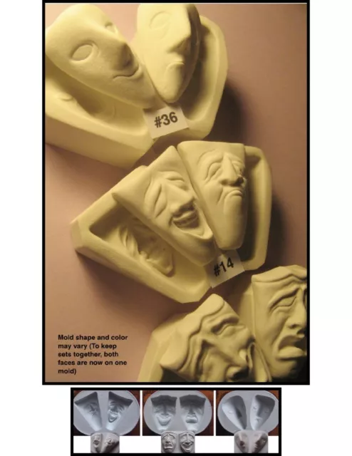 YOUR CHOICE (SET) - FG Flexible Silicone Molds of Comedy Tragedy Doll Face Cabs