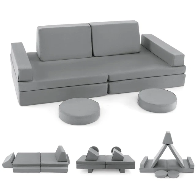 10 PCS MODULAR Convertible Foam Folding Couch Toddler Playset Kids Play