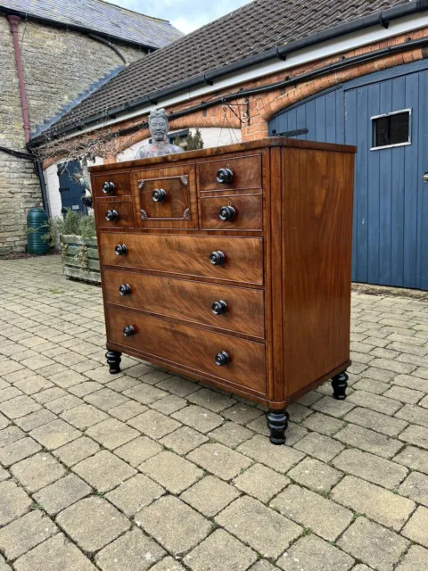 Victorian Flame Mahogany Chest Of Drawers, Scottish Chest, Antique, Georgian.