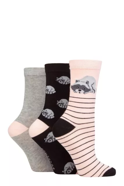 SOCKSHOP Lazy Panda Ladies Novelty Soft Breathable Bamboo Socks 3 Pair Multipack