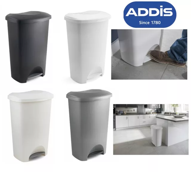 Addis 50L Foot Pedal Bin Dustbin Plastic Rubbish Paper Waste Kitchen Office Bins