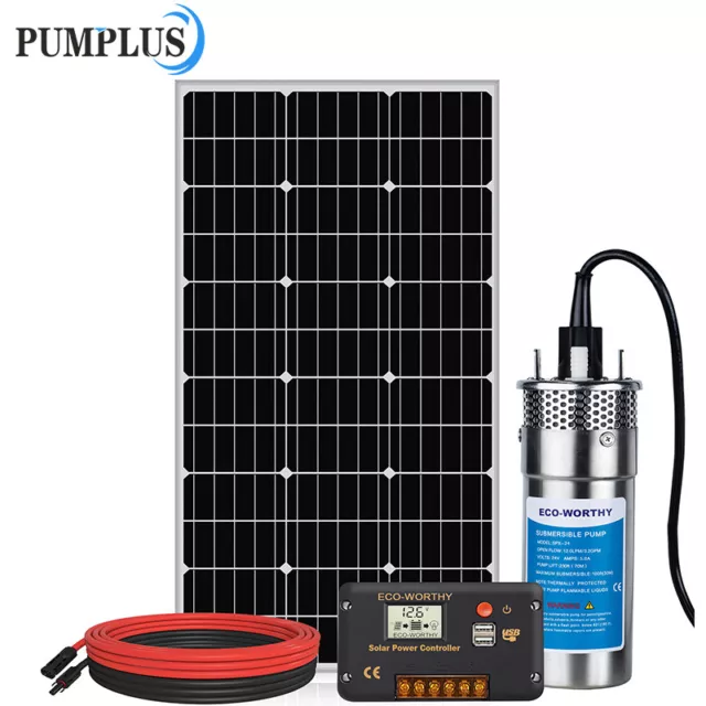 ECO-WORTHY Solar Well Pump Kit with Battery Backup, 12V Solar Water Pump +  120W Solar Panel Kit + 10Ah Battery for Well, Irrigation, Filling Water