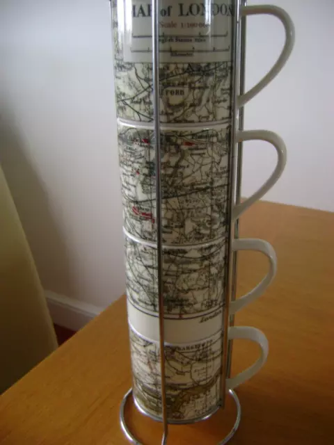 Dunelm London Map Set of 4 Stacking Mugs