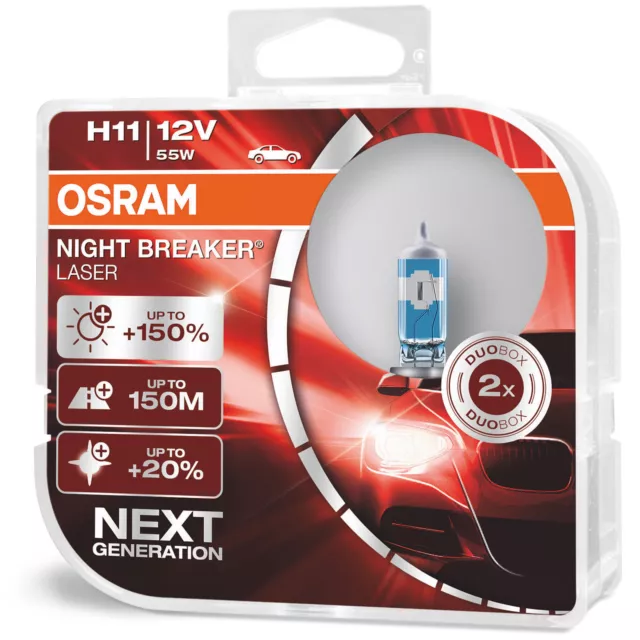 OSRAM Night Breaker Laser (Next Generation) +150% H11 Car Headlight Bulbs (Twin)