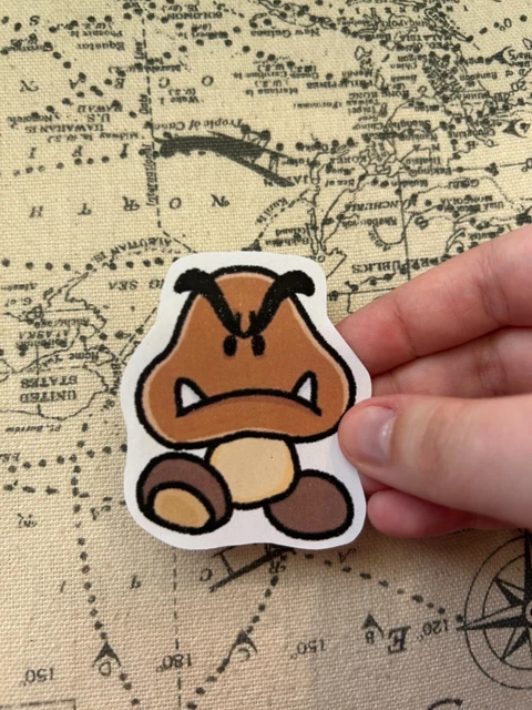 SUPER MARIO FAN Art - Angry Goomba Matte Sticker Free Shipping Nintendo ...