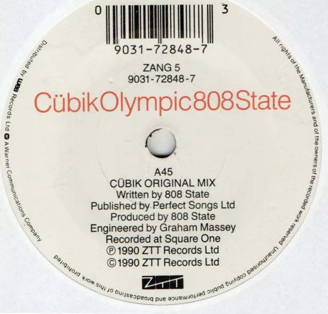 808 STATE - CUBIK OLYMPIC  - 90's - 7" VINYL