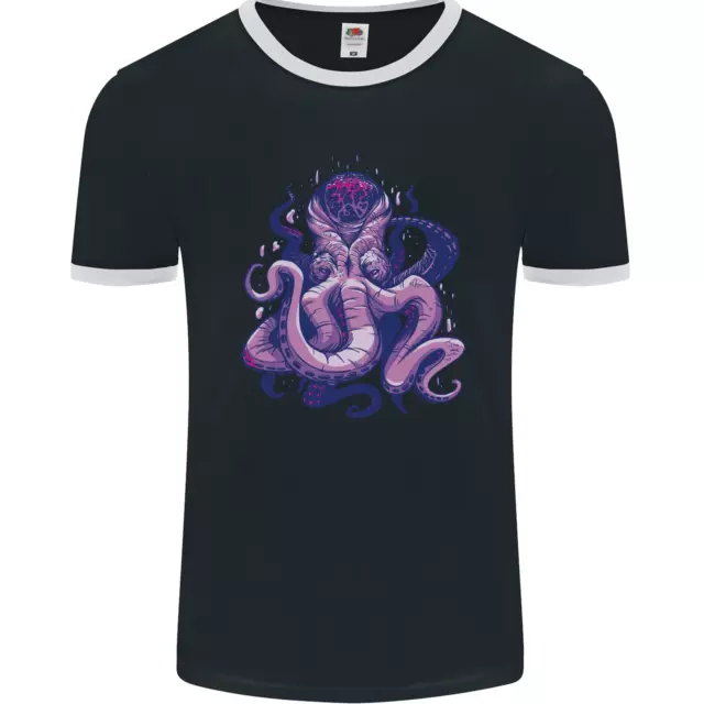 Purple Cthulhu Kraken Octopus Mens Ringer T-Shirt FotL
