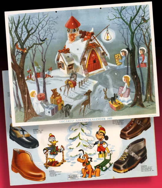 Beautiful Age Promotional Advent Calendar 1955 Disney Mickey Mouse Donald