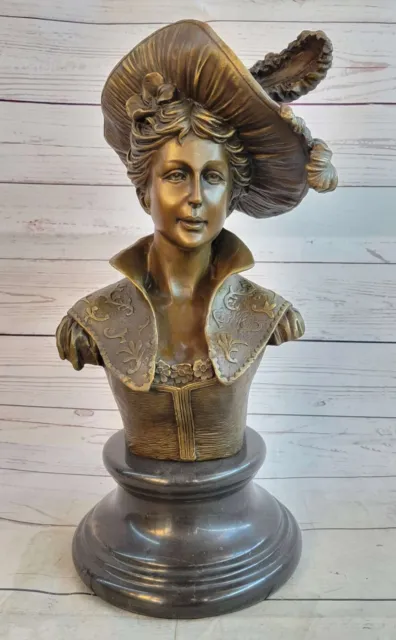 Handcrafted Bronce Escultura Venta Mármol Busto Mujer Sexy Grande Original Decor
