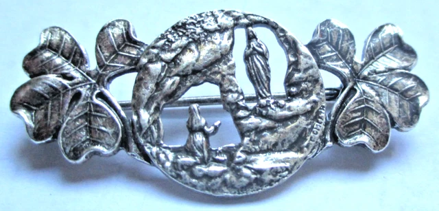 Broche Argentée Art Déco Vintage - Bijou Ancien Exceptionnel (ref 3049, Occasion)