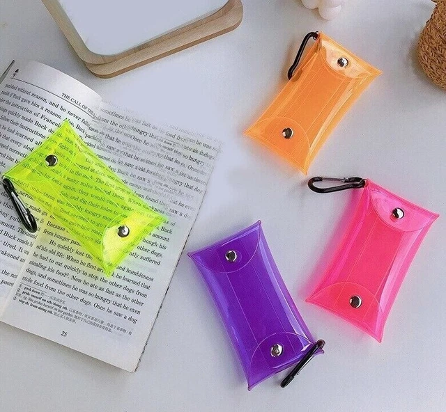 Transparent Jelly Wallet Case Chain Ring Pouch Keychain Card Holder Coin Purse