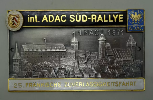 Plakette int. ADAC Süd-Rallye 1. NAC 1971 25. Fränkische Zuverlässigkeitsfahrt