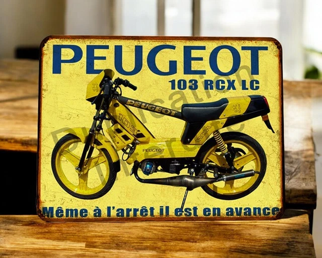 Plaque Publicitaire Vintage Peugeot 103 SP – Métal Émaillé – Déco Mobylette