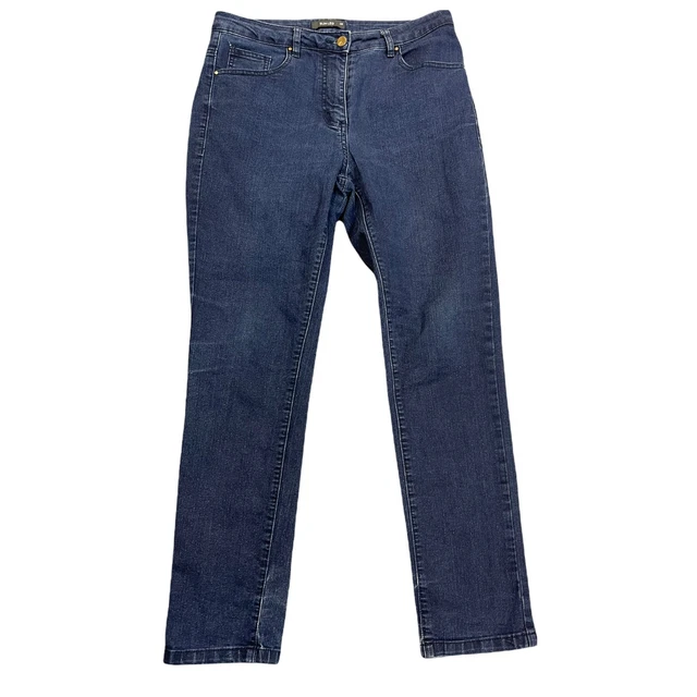 Jeans da donna blu navy slim gamba taglia 12 (G9)