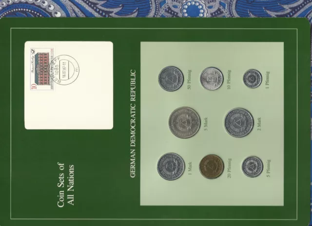 Coin sets of all nations East Germany w/card 1979-1987 UNC 5 Mark 1980 1 Mark 87