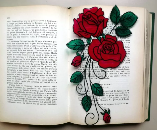 Wicoart Handmade Bookmark Marque Page Signet Effet Vitrail La Rose Rouge