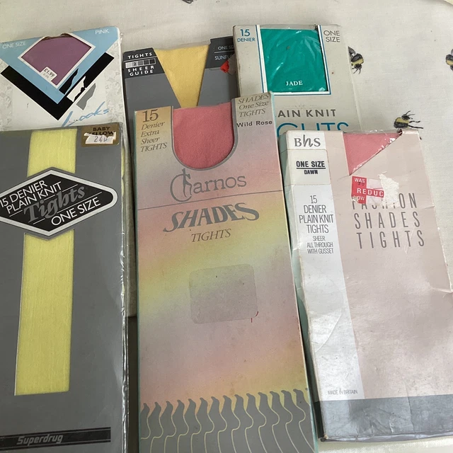 VINTAGe Ladies Coloured Tights  All One Size X 6 Pairs
