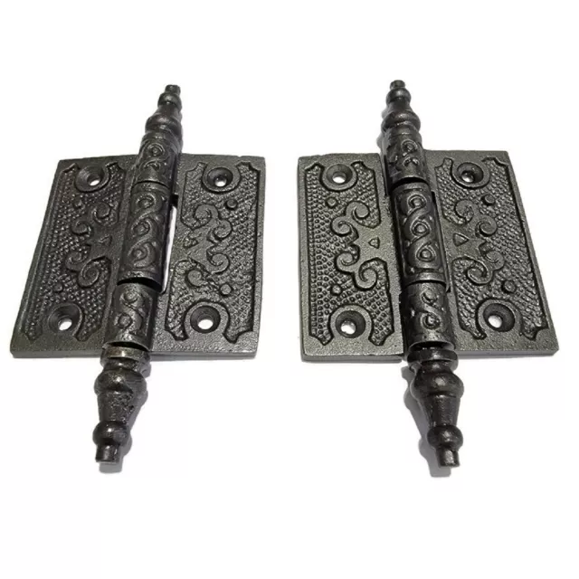 2 1/2" Cast Iron Victorian Door Hinges  -Sold by the pair- Lacquered Iron