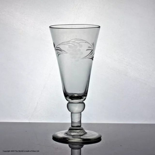 Georgian vine-engraved dwarf ale glass