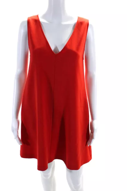 Theory Womens V-Neck Darted Sleeveless Pullover A-Line Mini Dress Red Size S
