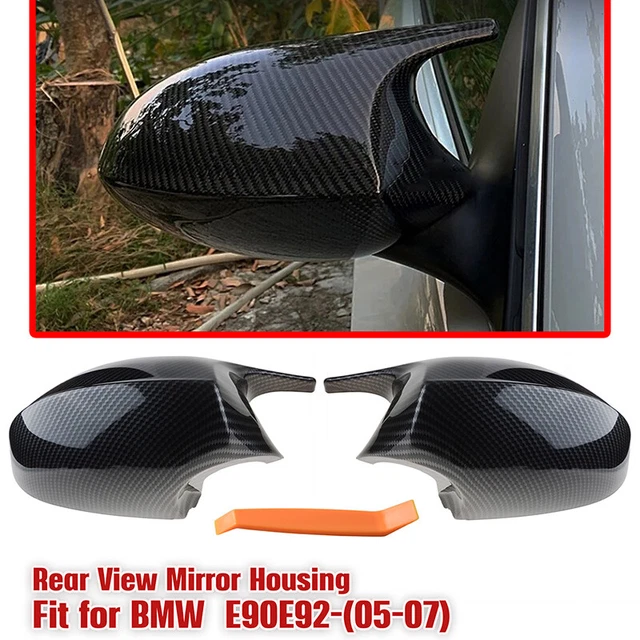 Pair Carbon Fiber Rearview Mirror Cover M3 Style For BMW E90 E91 E92 E93 PRE-LCI