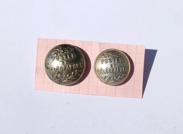 Lot De 3 Boutons Anciens La Poste PTT - A.M & Cie / T.W & W Paris - Diamètre 20mm