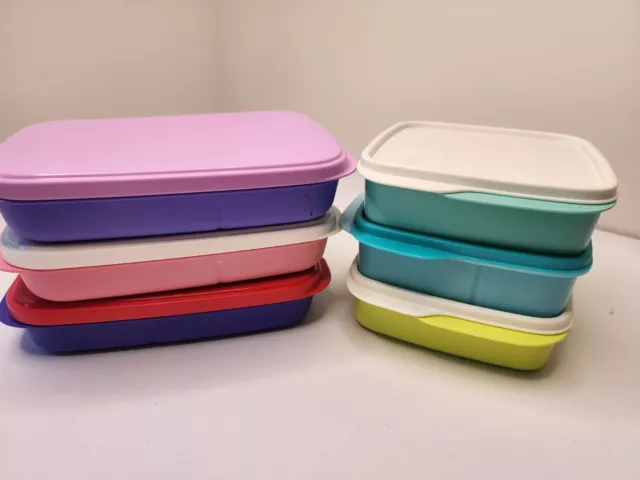 Tupperware Lunch Box Collection Slim Line Divided with Snack Container Set 6