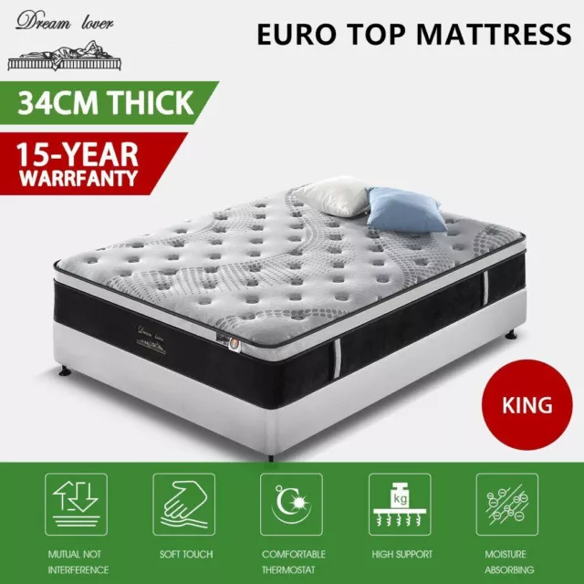 King Mattress *7 Zone Pocket Spring Mattress Latex Foam EuroTop *DREAM LOVER