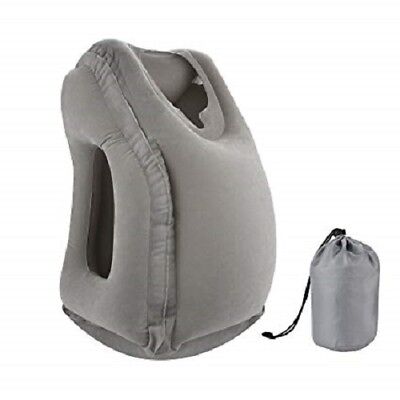 Portable Inflatable Travel Pillow ,Head & Neck Rest For Airplanes & Camps,Grey.