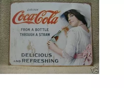 Coca Cola Drink Coke Advertising Tin Metal Sign NEW Victorian Beautiful Women