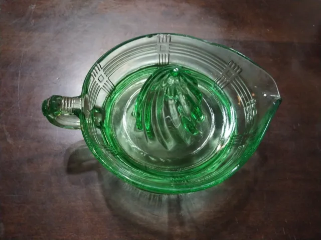 Vintage Uranium Green Depression Glass ~ Large Juicer/Reamer ~ 6" Diameter