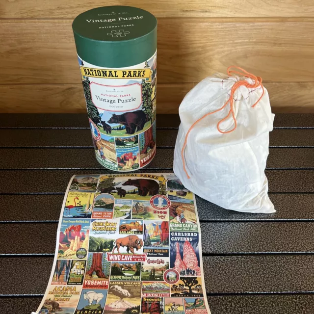 Cavallini & Co. "National Parks" Vintage Puzzle 1000 Piece With Bonus Poster/Bag