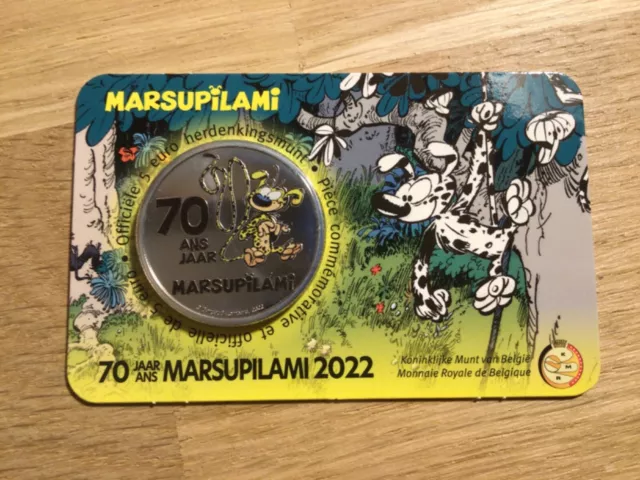 5 euro BU Belgique 2022 Marsupilami colorisée commemorative coincard