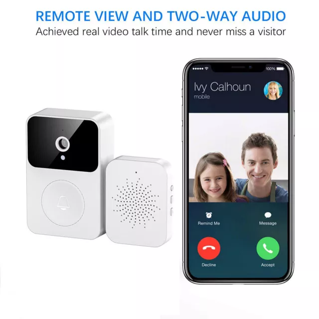 Wireless Smart Video Doorbell WiFi Phone-Security Camera Door-Bell Ring Intercom
