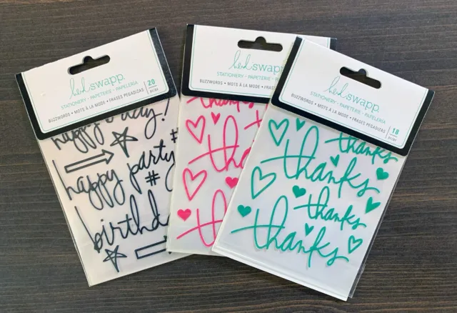 American Crafts Heidi Swapp Epoxy Stickers Buzz Words Black Pink Green Brand New