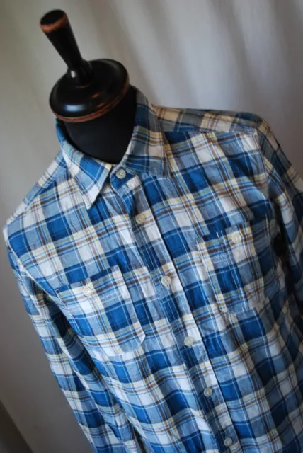 Camicia vintage Dickies KIds blu a scacchi flanella da lavoro taglia bambini large