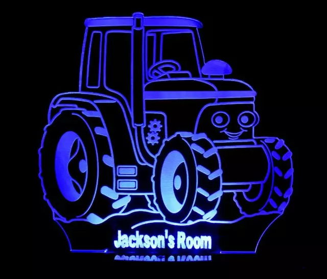 TRACTOR PERSONALISED NAME LED NIGHT LIGHT 13 x COLOURS BOYS, KID'S & BABY ROOM 2