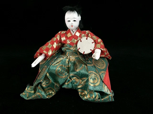 J0880 Japanese Vintage HINA Doll Statue Kimono Man Boy OKIMONO Interior