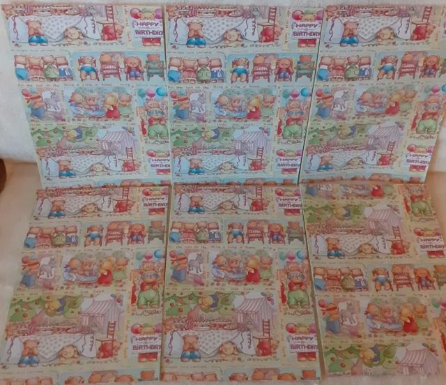 10 sheets of childrens teddy bear happy birthday wrapping paper (27.5×20")