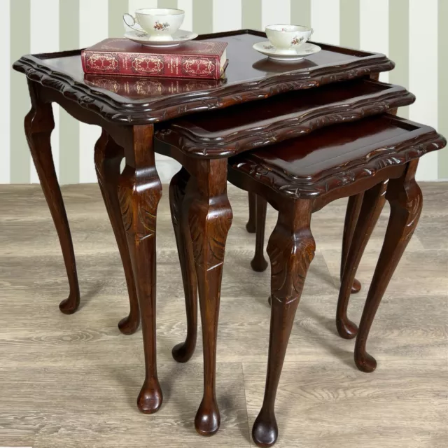 Tavolini tavolo antico trittico inglese da salotto basso in legno piano mogano