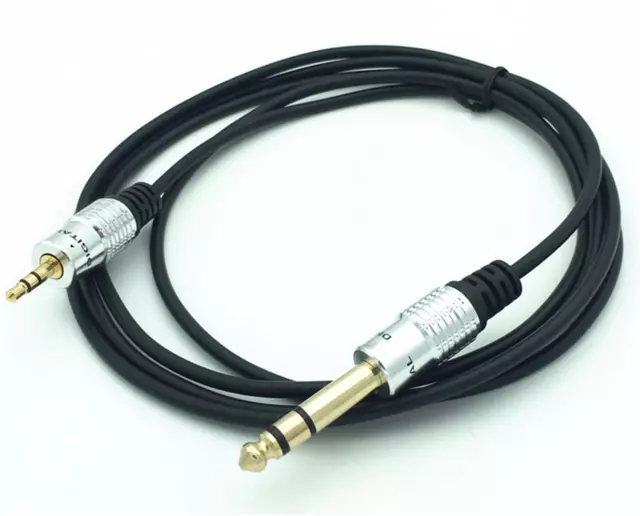 3.5mm Male to 6.35mm Male TRS Stereo Audio Gold Plated AUX Cable Connector 1.8m