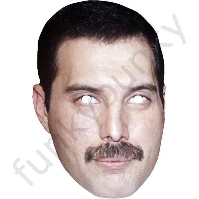 Freddie Mercury 1980's Celebrity Card Face Mask - Ready To Wear - Fancy Dress