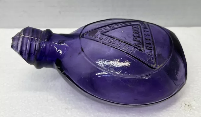 Vintage Antique Purple Nurser Glass Baby Bottle Feeder Oval Angled Neck