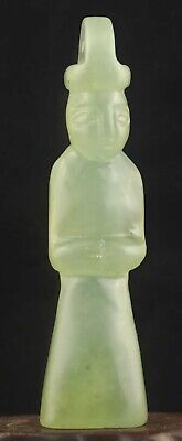 Chinese old natural jade hand-carved statue buddha pendant i